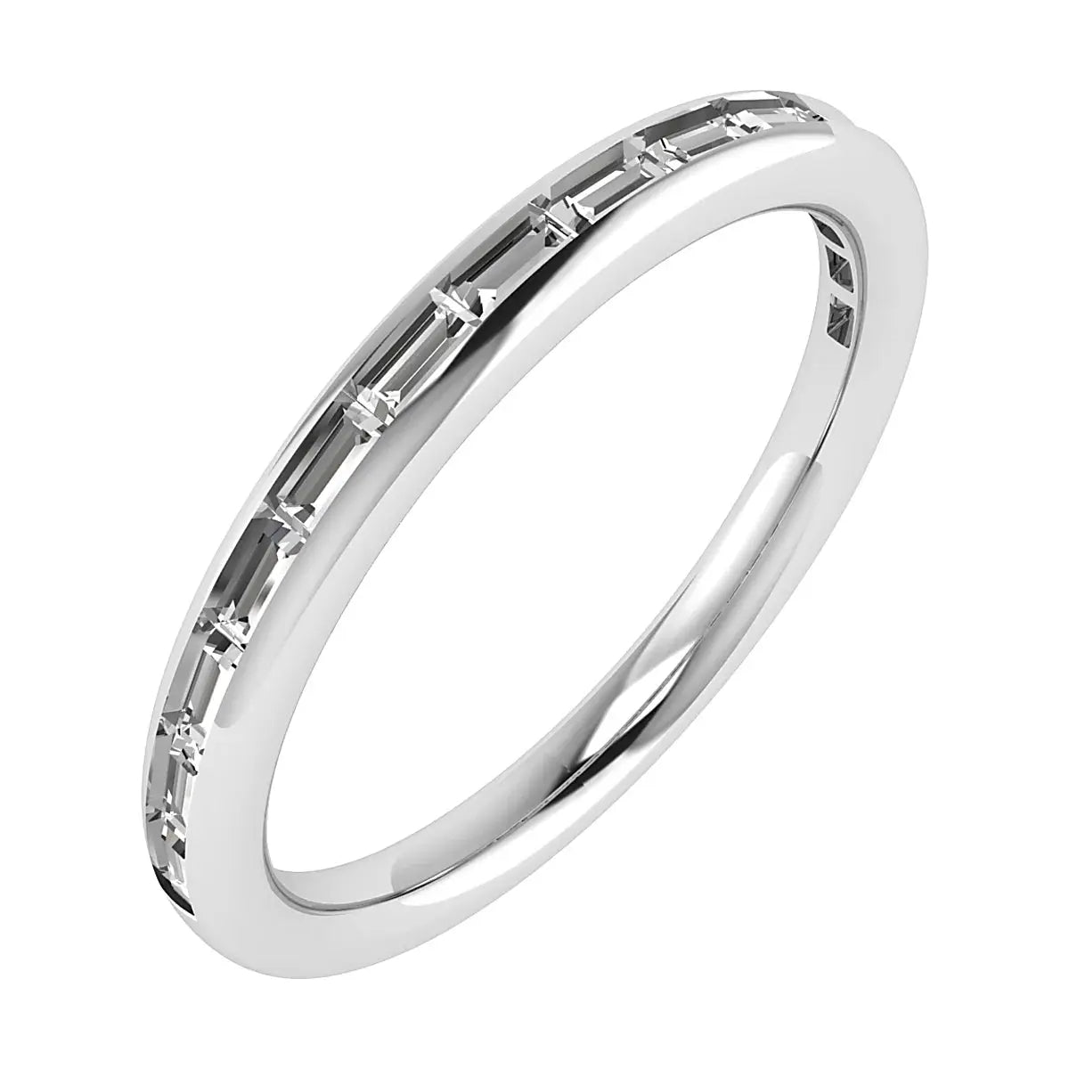2.50mm Landscape Baguette Channel Set 50% - Lab - grown Diamond | 18K White Gold - Lester & Brown