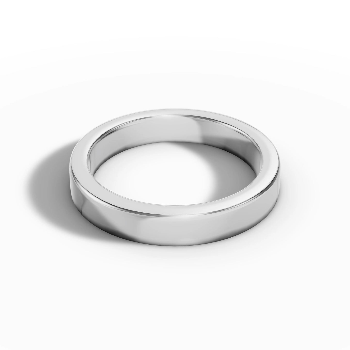 5.00mm Flat Court Wedding Band | 18K White Gold - Lester & Brown