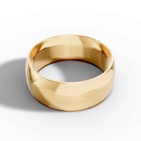 8.00mm Court Plain Wedding Band | 18K Yellow Gold - Lester & Brown
