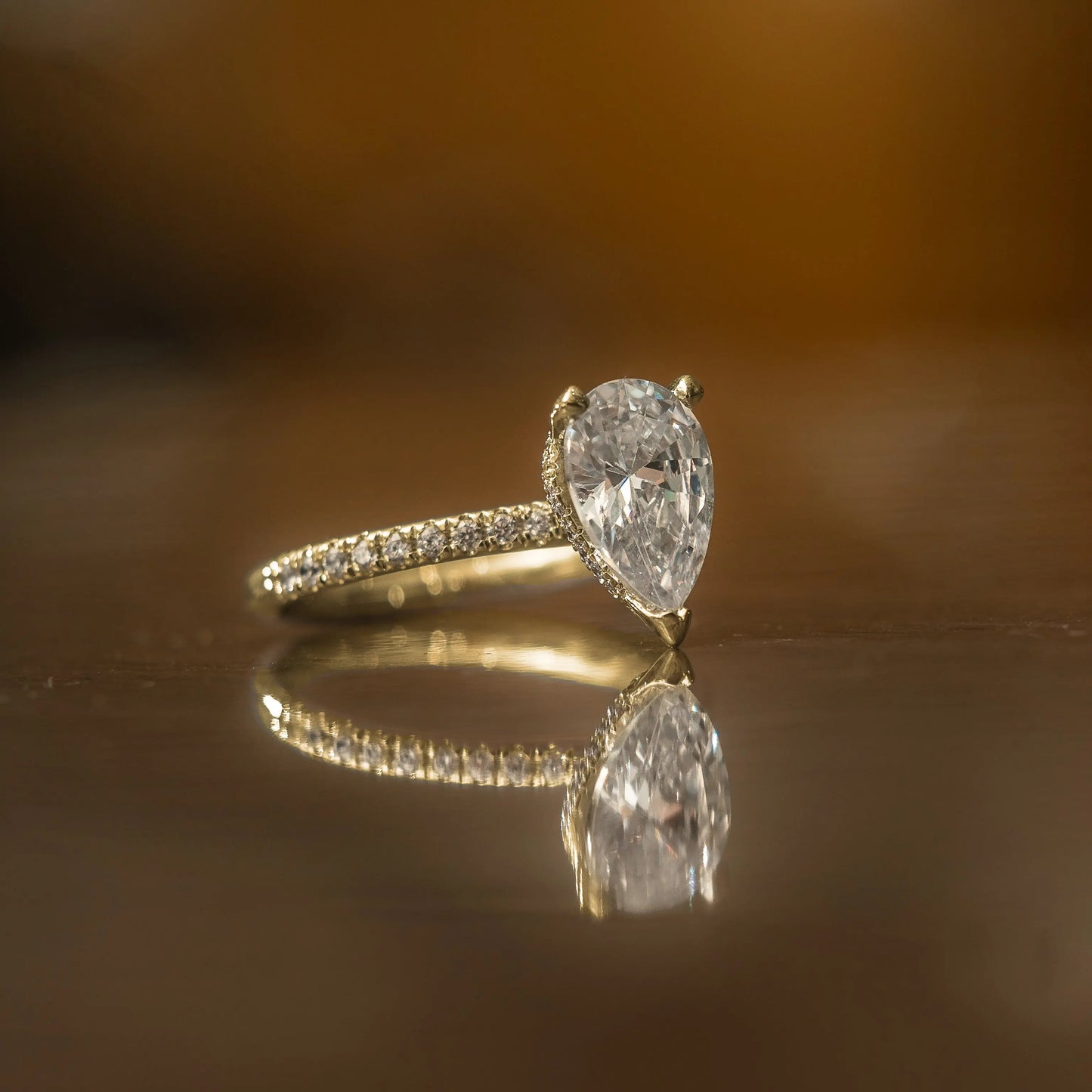 Pear 18K Yellow Gold Lab Grown Diamond Set Shoulders (Hidden Halo) My Store