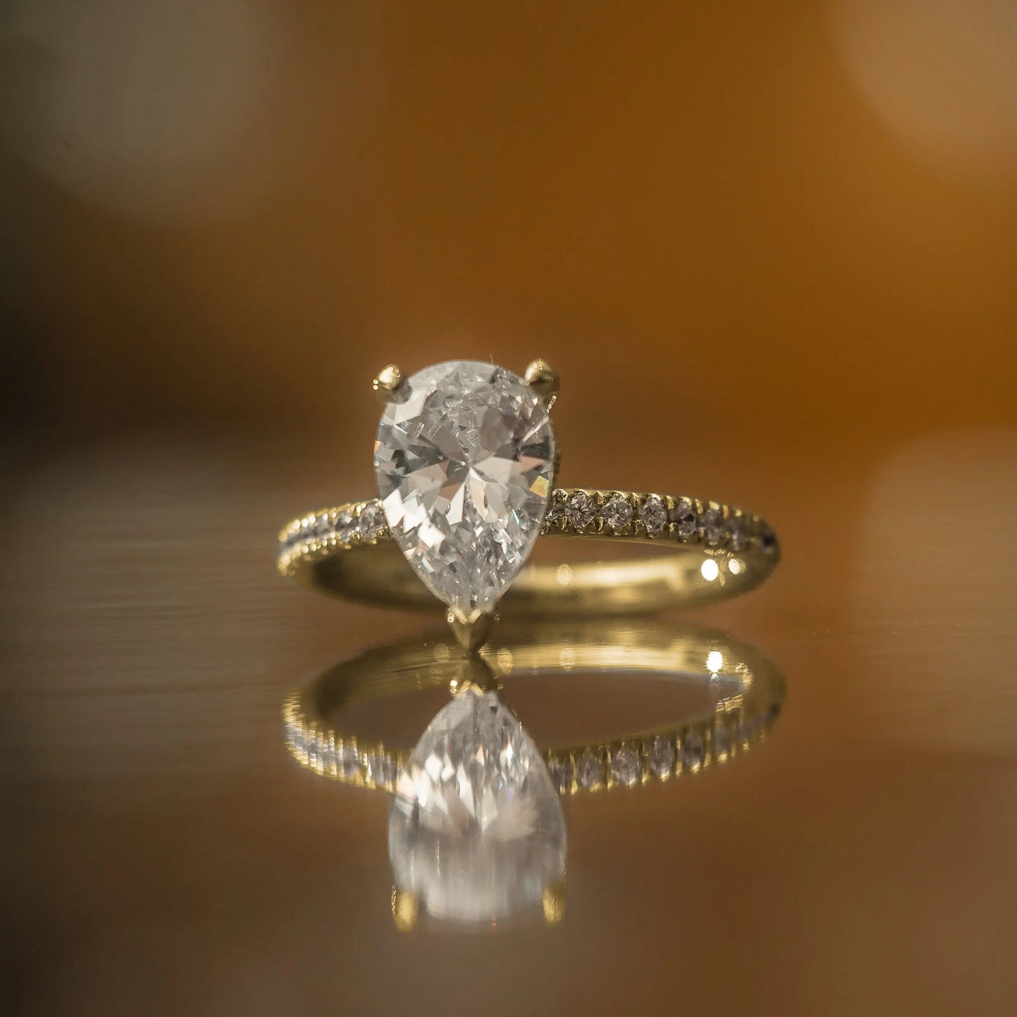 Pear 18K Yellow Gold Lab Grown Diamond Set Shoulders (Hidden Halo) My Store