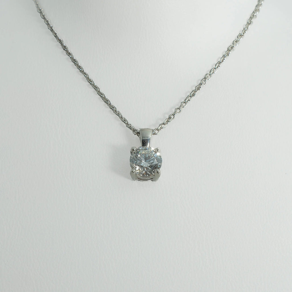 1ct Lab-Grown Diamond Pendant | 18k White Gold Lester & Brown