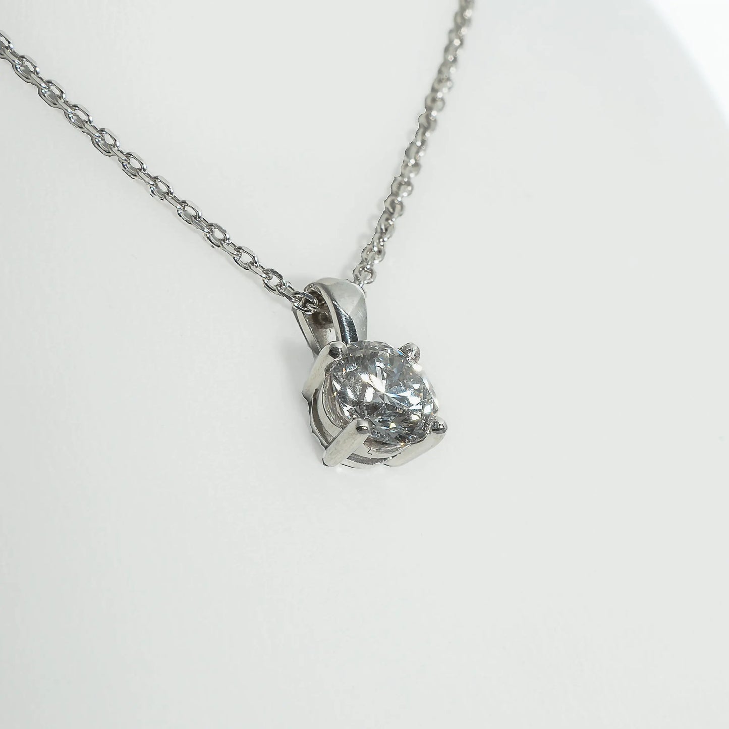 1ct Lab-Grown Diamond Pendant | 18k White Gold Lester & Brown