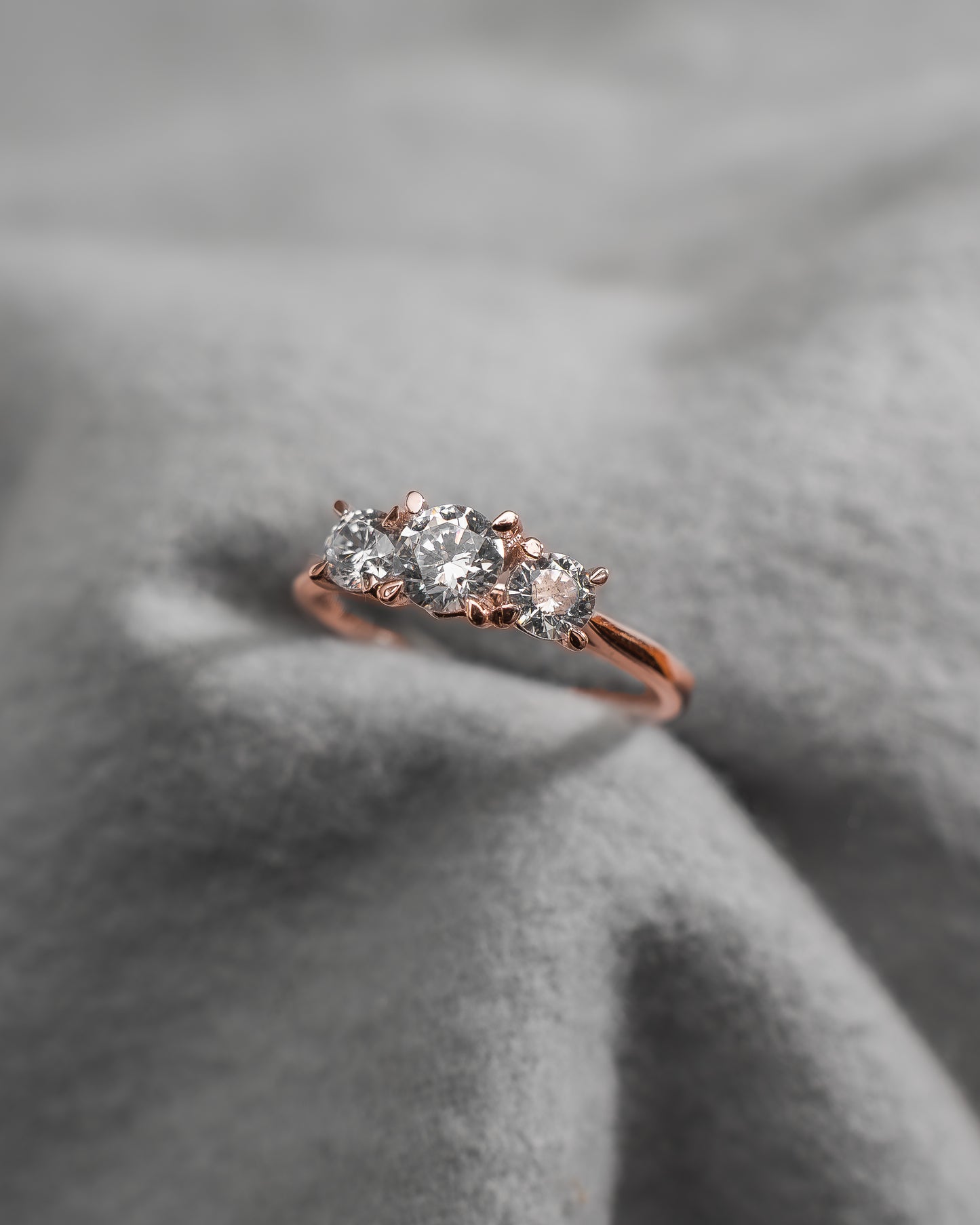 Round Rose Gold Lab Grown Diamond Trilogy