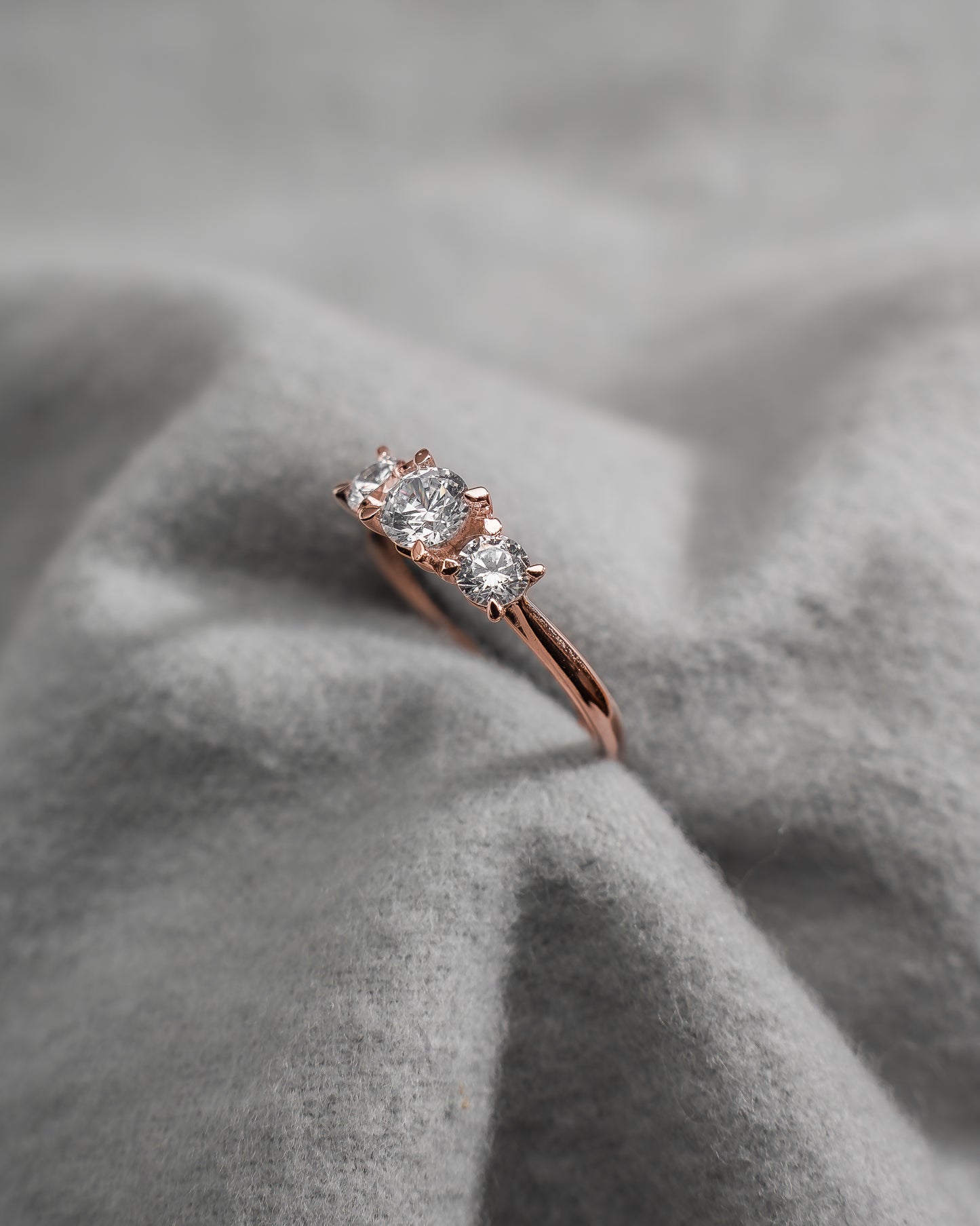 Round Rose Gold Lab Grown Diamond Trilogy