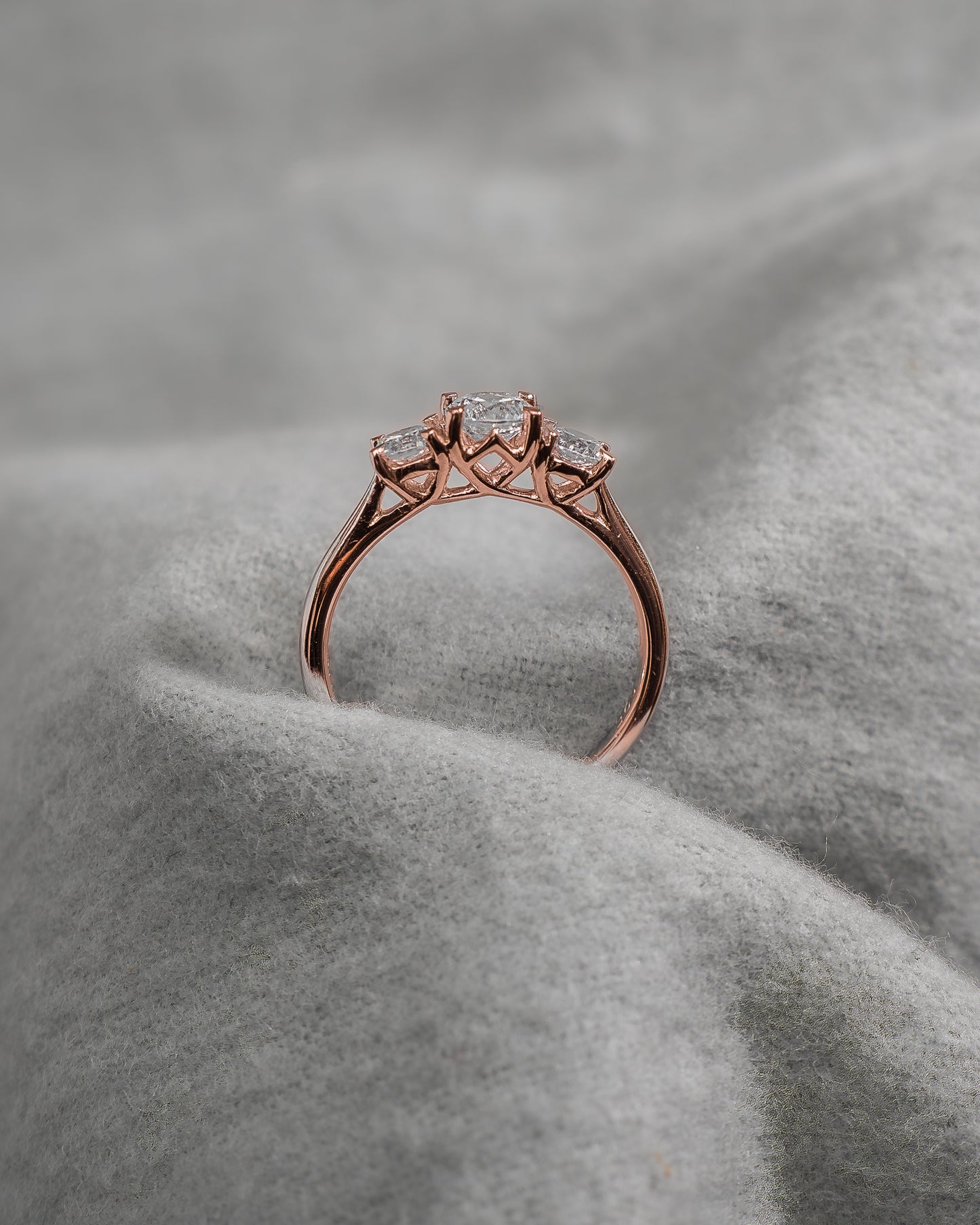 Round Rose Gold Lab Grown Diamond Trilogy