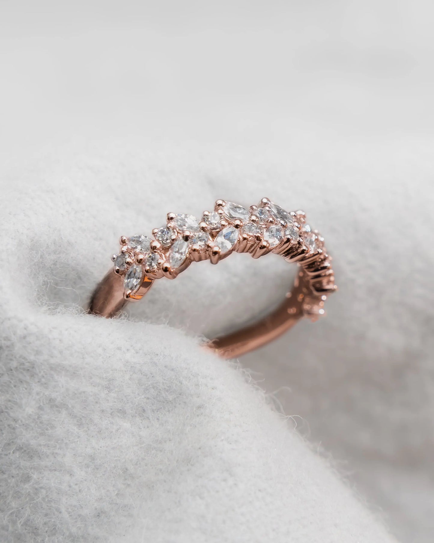 Marquise And Round 18K Rose Gold Lab Grown Multi Stone Diamond Ring My Store