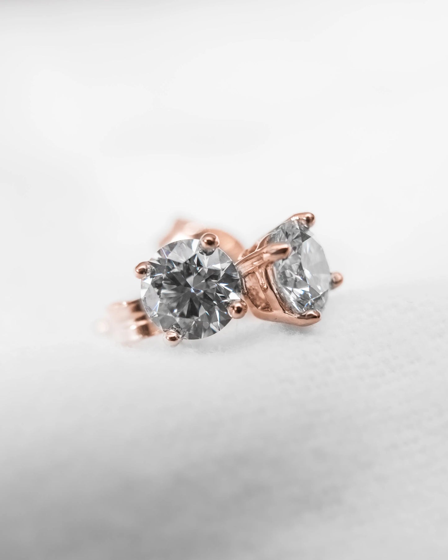 Round Lab Grown Diamond Stud Earrings | 18K Rose Gold Lester & Brown