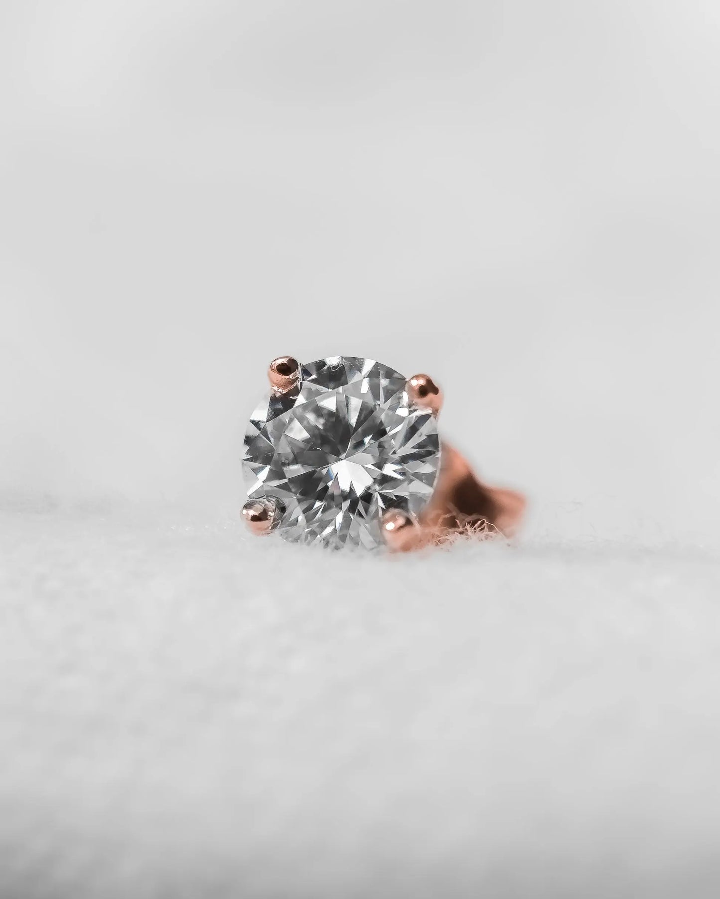 Round Lab Grown Diamond Stud Earrings | 18K Rose Gold Lester & Brown