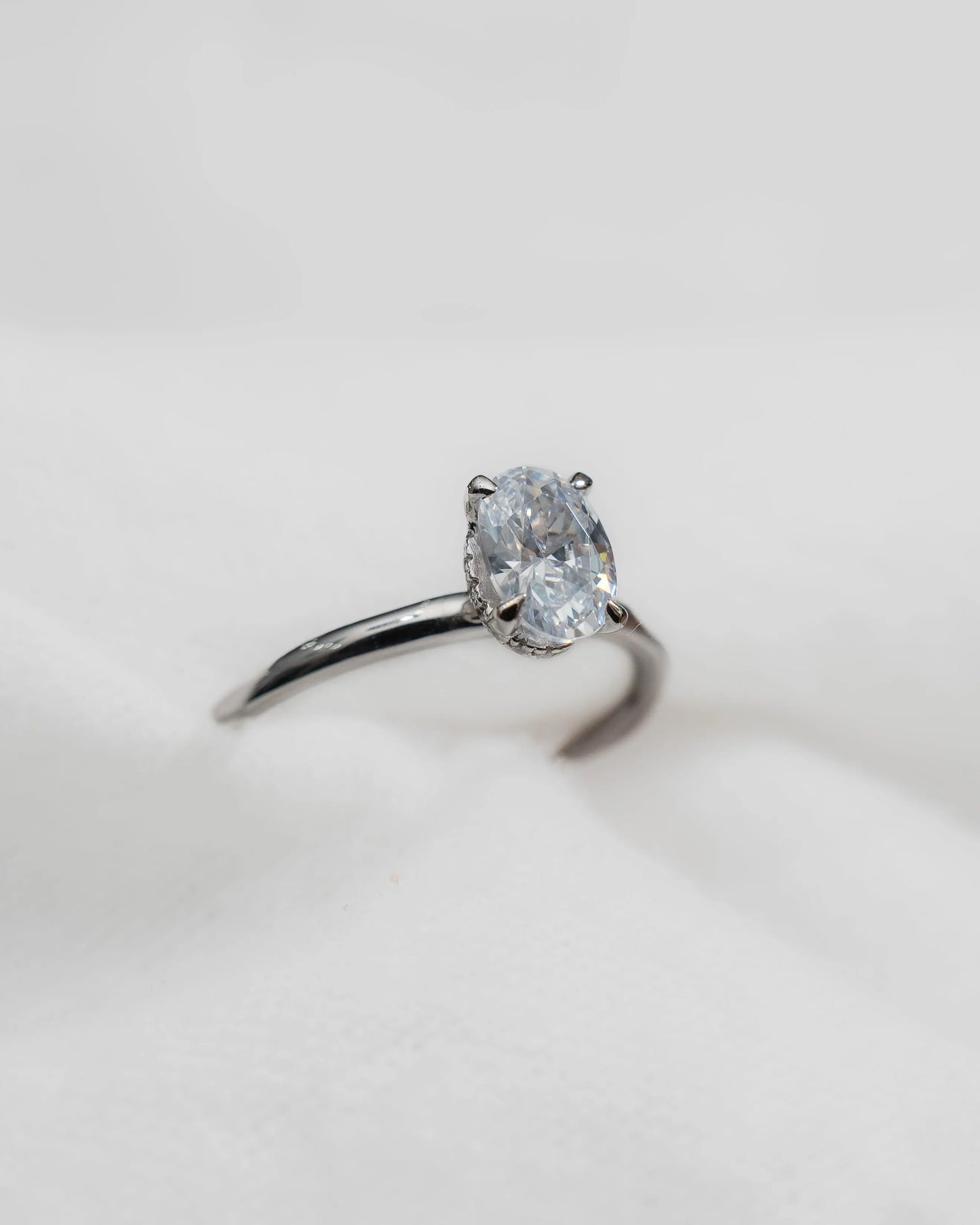 Oval Platinum Lab Grown Diamond Solitaire (Hidden Halo) My Store