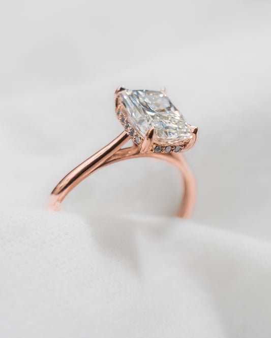 Radiant Hidden Halo Solitaire 18k Rose Gold | Lab Grown Diamond Engagement Ring
