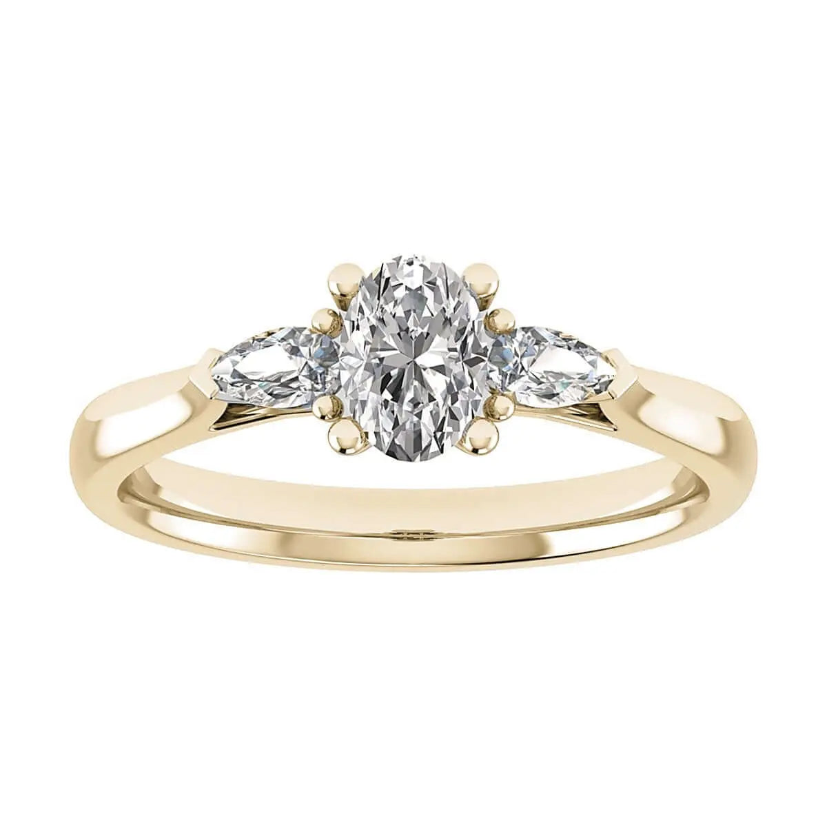 luxury oval white gold trilogy lab grown diamond engagement ring