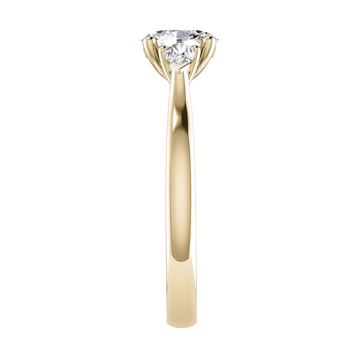 side angle luxury oval white gold trilogy lab grown diamond engagement ring