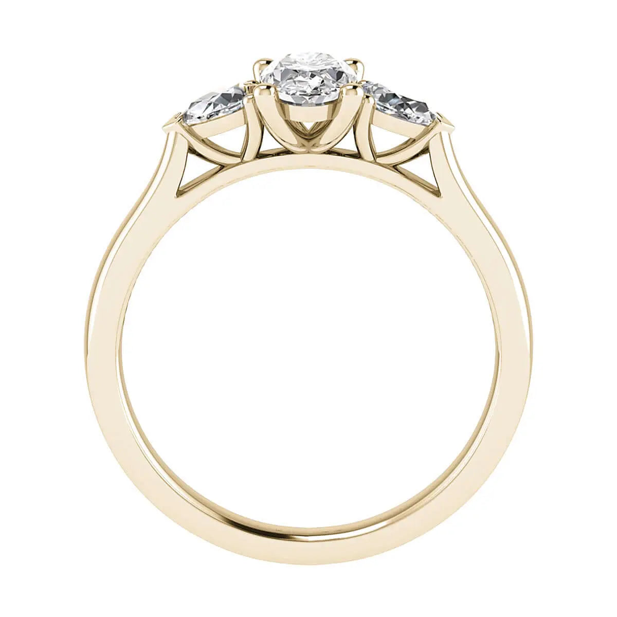 side view luxury oval white gold trilogy lab grown diamond engagement ring