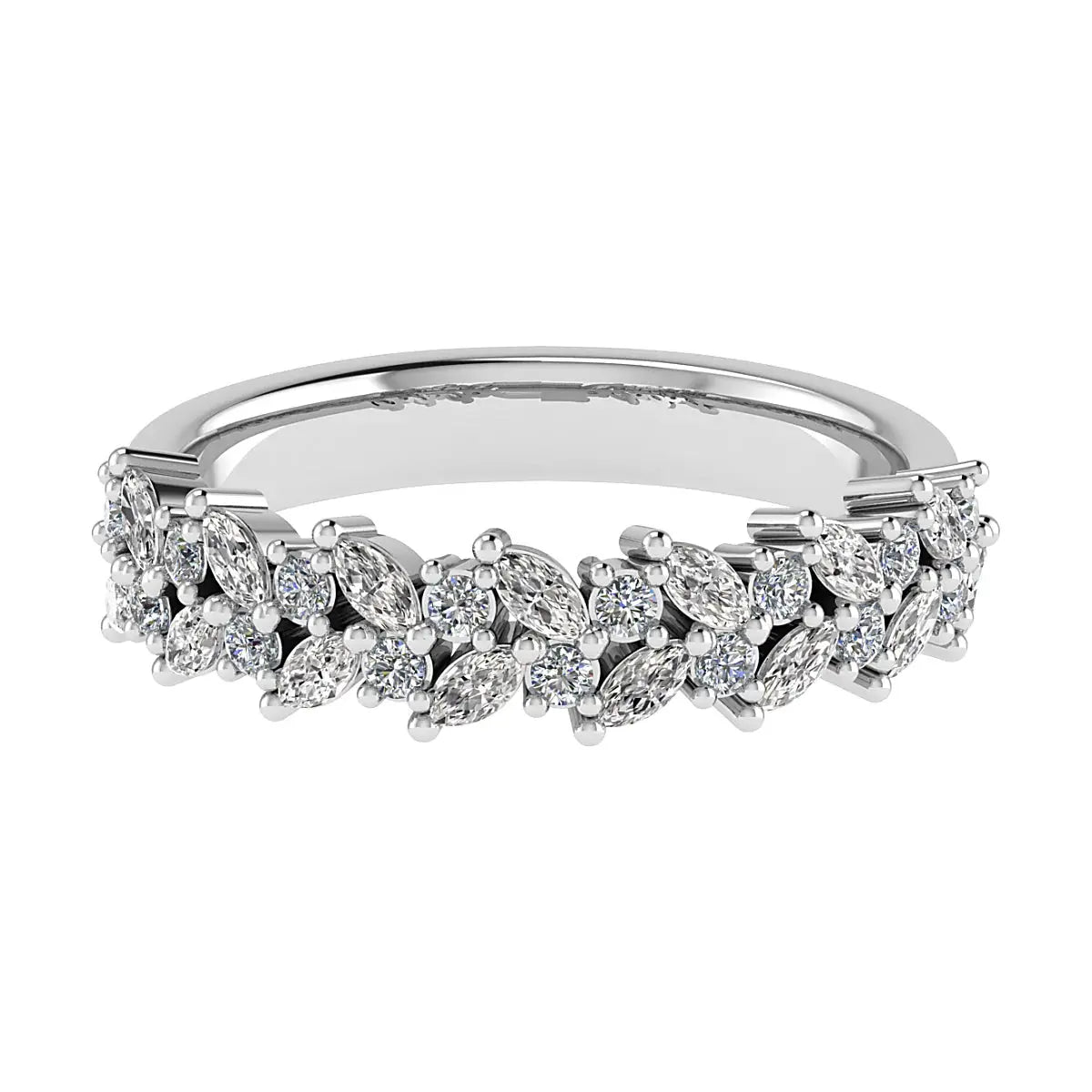 Marquise And Round Platinum Lab Grown Multi Stone Diamond Ring My Store