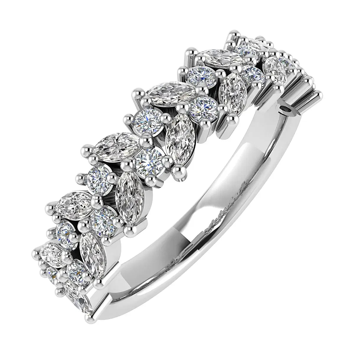 Marquise And Round Platinum Lab Grown Multi Stone Diamond Ring My Store