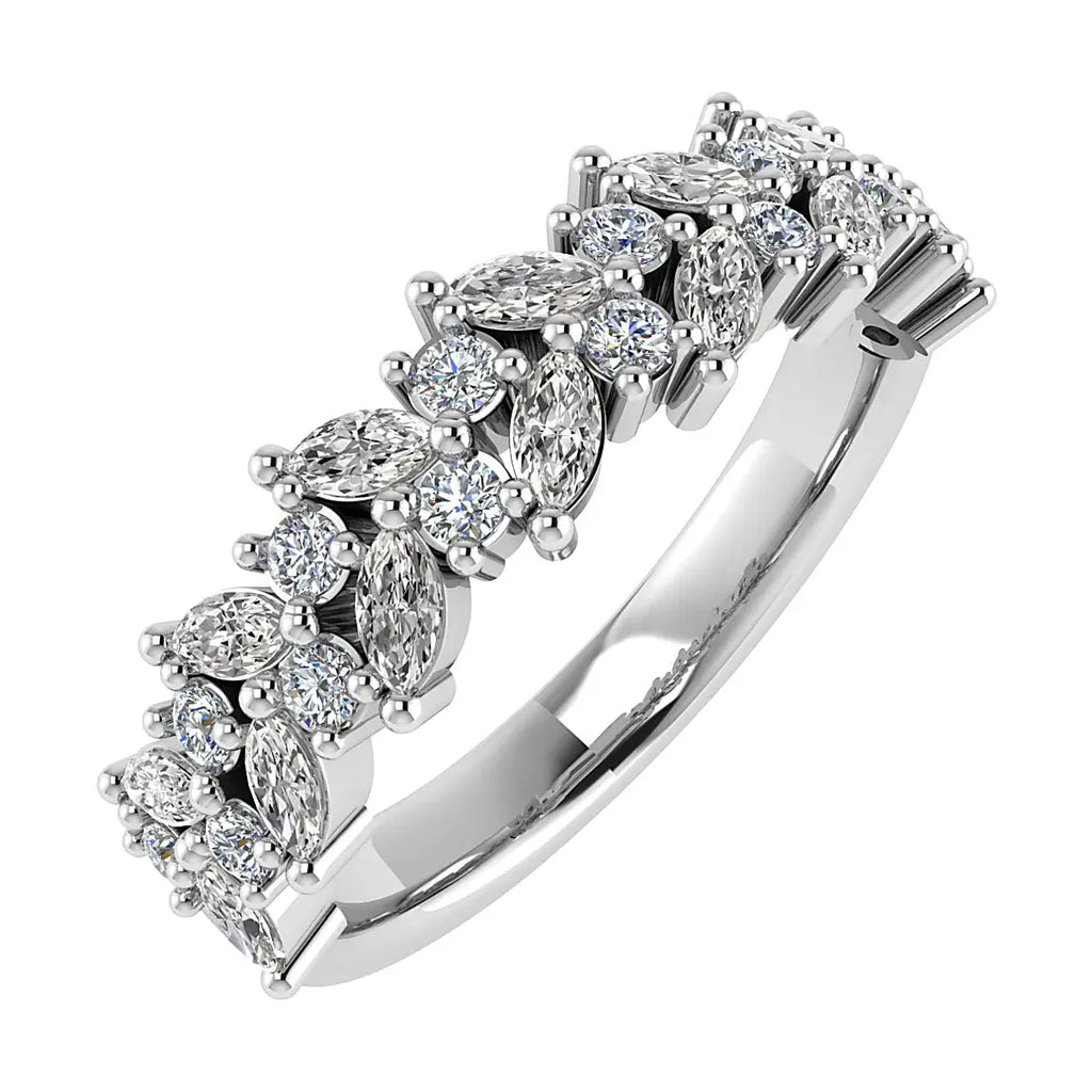 Marquise And Round Platinum Lab Grown Multi Stone Diamond Ring My Store