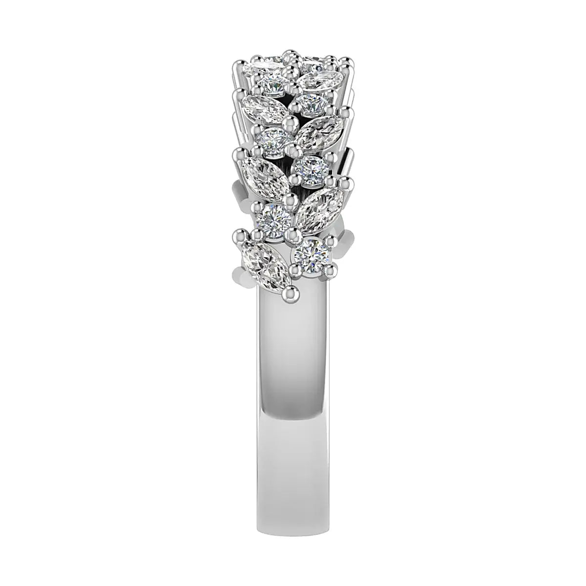 Marquise And Round Platinum Lab Grown Multi Stone Diamond Ring My Store