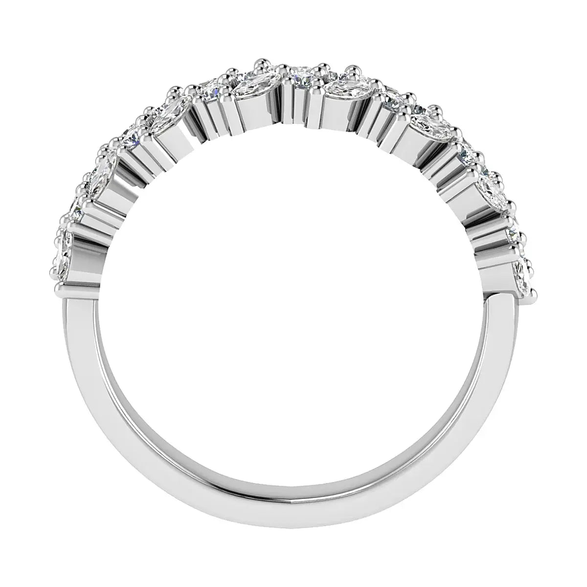 Marquise And Round Platinum Lab Grown Multi Stone Diamond Ring My Store