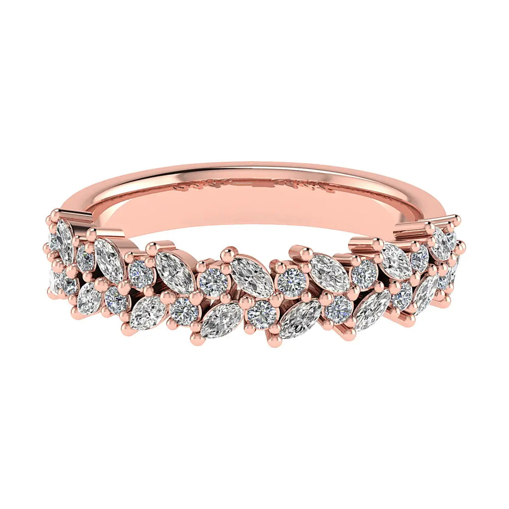 Marquise And Round 18K Rose Gold Lab Grown Multi Stone Diamond Ring My Store