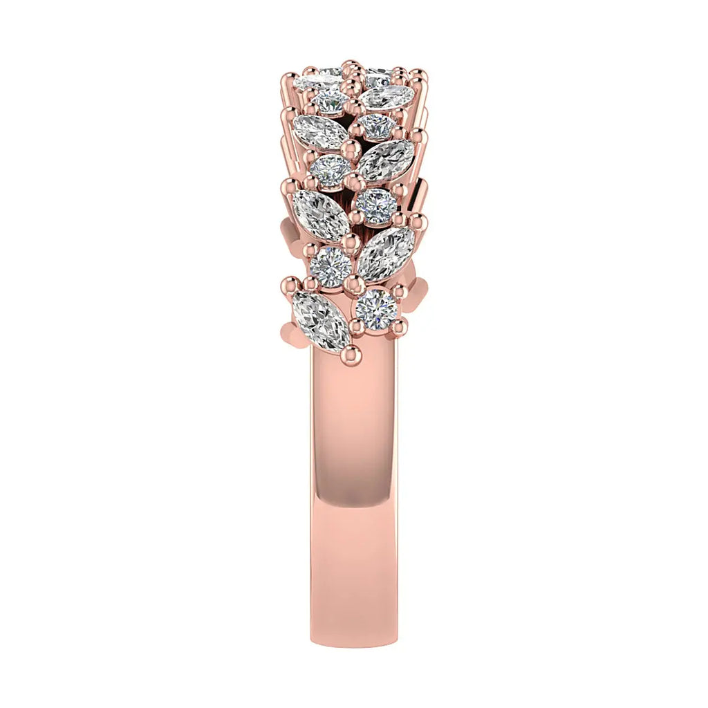 Marquise And Round 18K Rose Gold Lab Grown Multi Stone Diamond Ring My Store