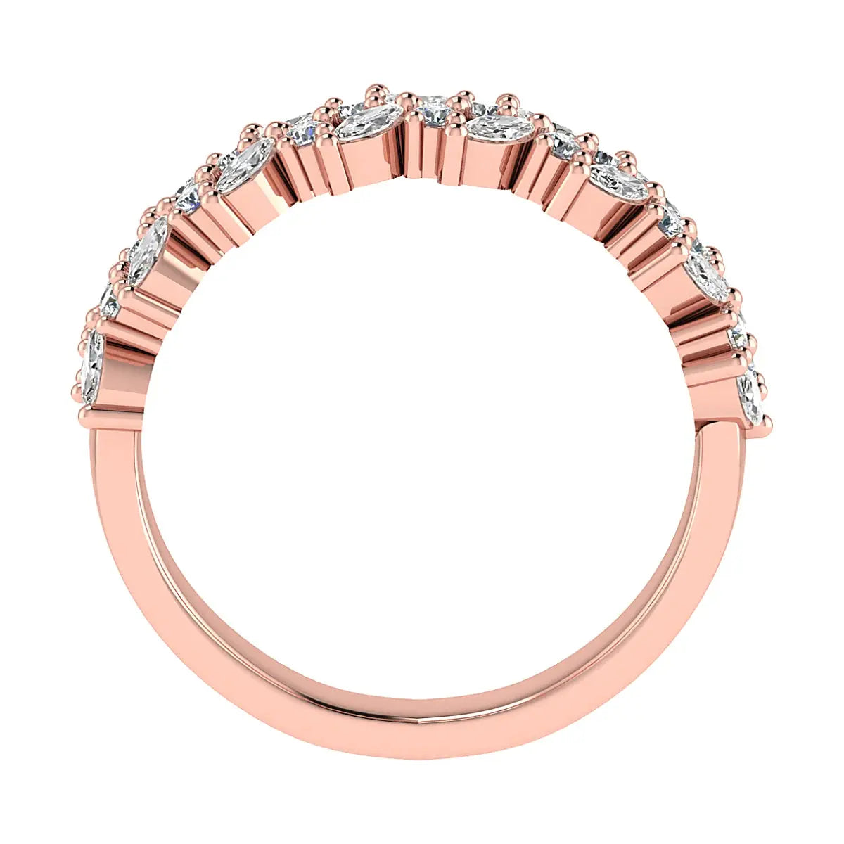 Marquise And Round 18K Rose Gold Lab Grown Multi Stone Diamond Ring My Store