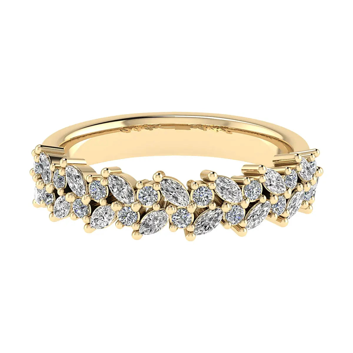 Marquise And Round 18K Yellow Gold Lab Grown Multi Stone Diamond Ring My Store