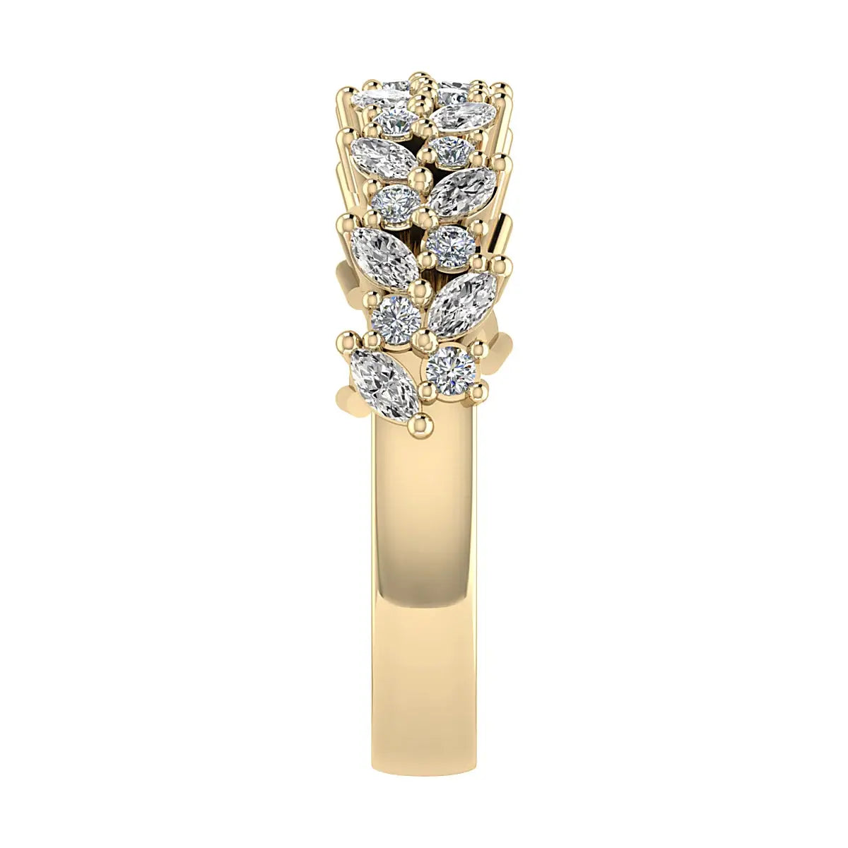 Marquise And Round 18K Yellow Gold Lab Grown Multi Stone Diamond Ring My Store