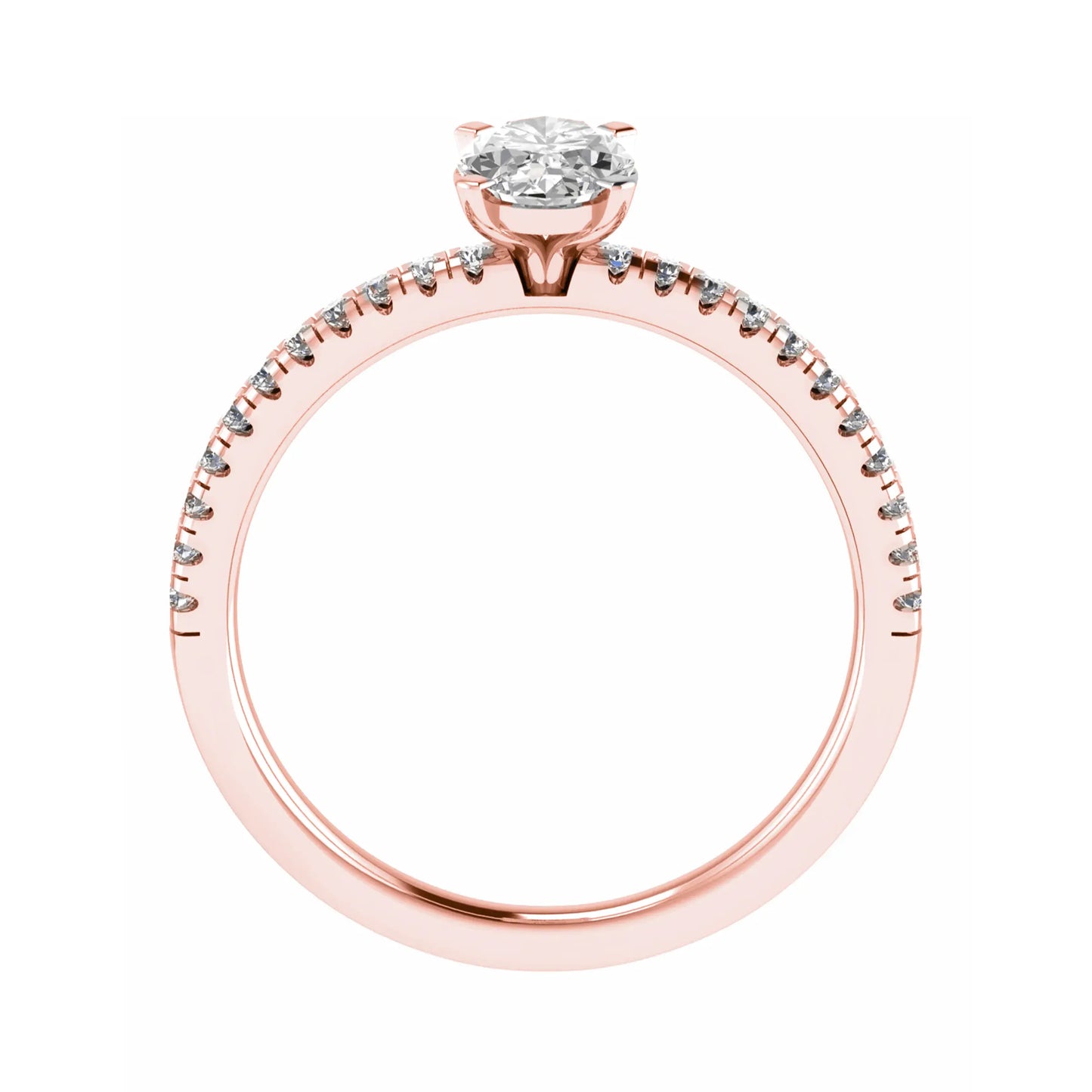 oval rose gold diamond set shoulders lab grown diamond engagement ring image