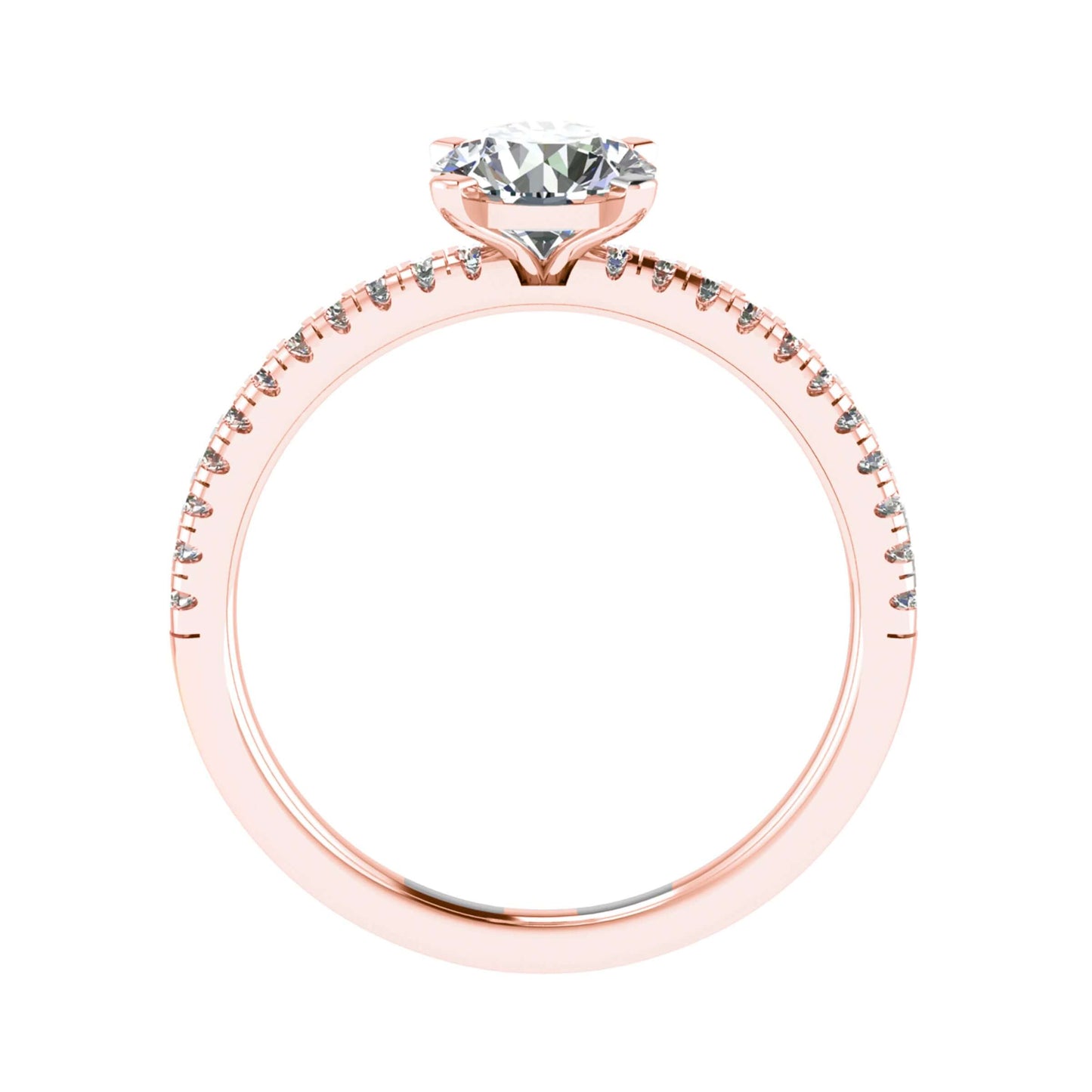 luxury round rose gold diamond set shoulders lab grown diamond engagement ring side image