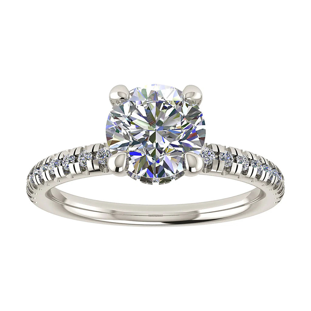 Round 18K Rose Gold Lab Grown Diamond Set Shoulders (Hidden Halo)
