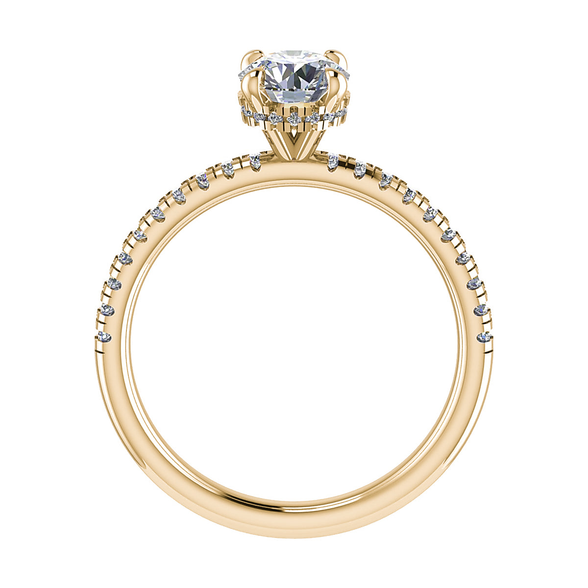 Round 18K Yellow Gold Lab Grown Diamond Set Shoulders (Hidden Halo)