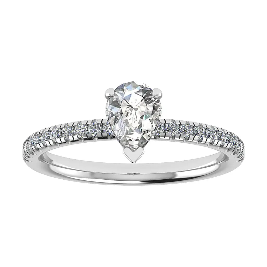 Pear 18K Rose Gold Lab Grown Diamond Set Shoulders (Hidden Halo) My Store