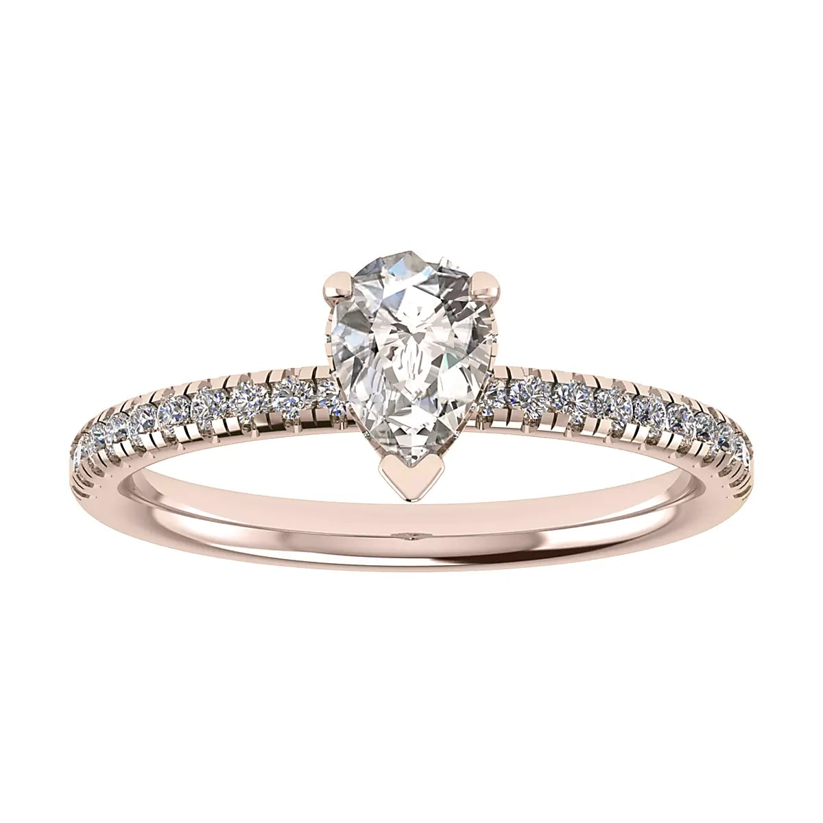 Pear 18K Rose Gold Lab Grown Diamond Set Shoulders (Hidden Halo) My Store