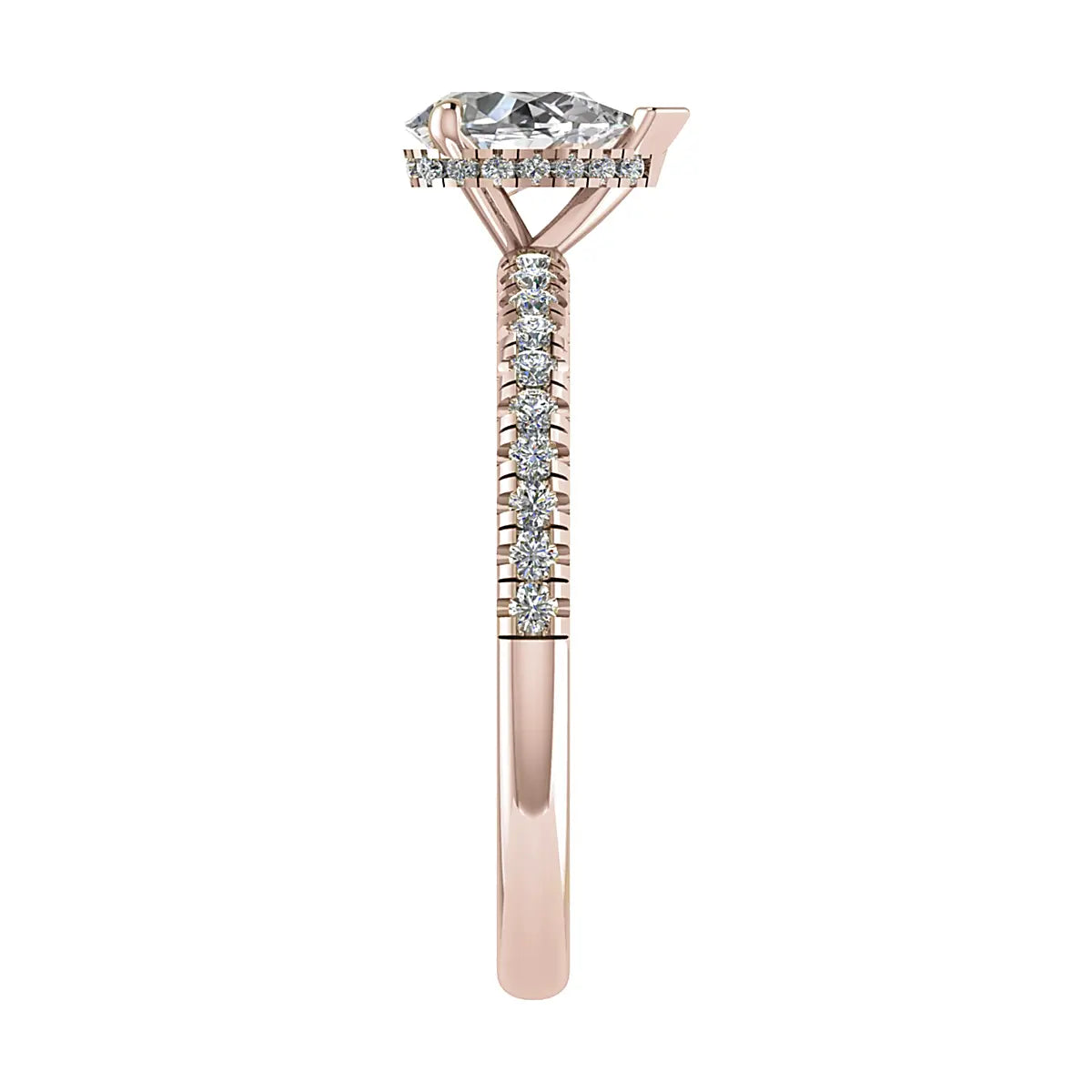 Pear 18K Rose Gold Lab Grown Diamond Set Shoulders (Hidden Halo) My Store
