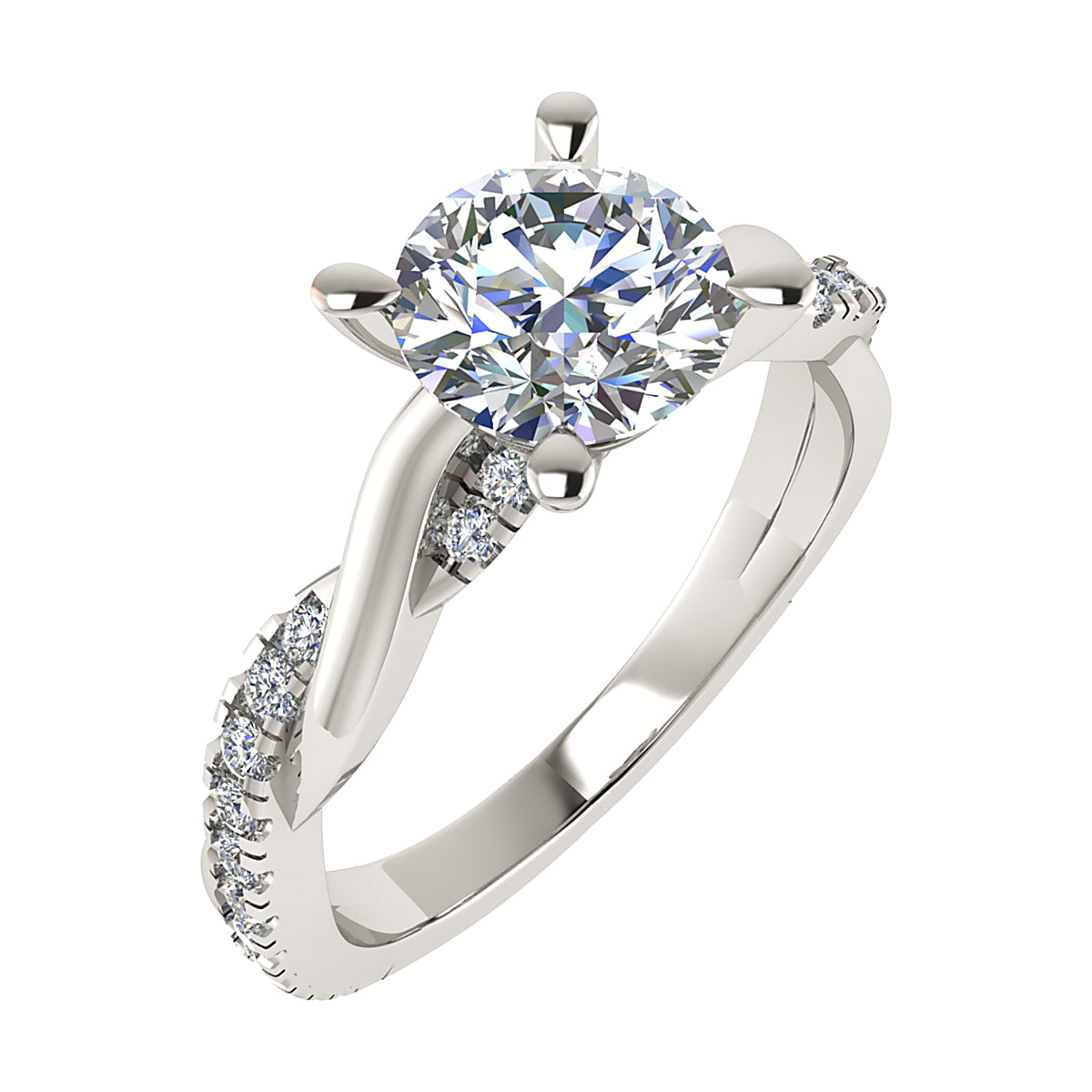 Round 18K White Gold Lab Grown Diamond Set Shoulders