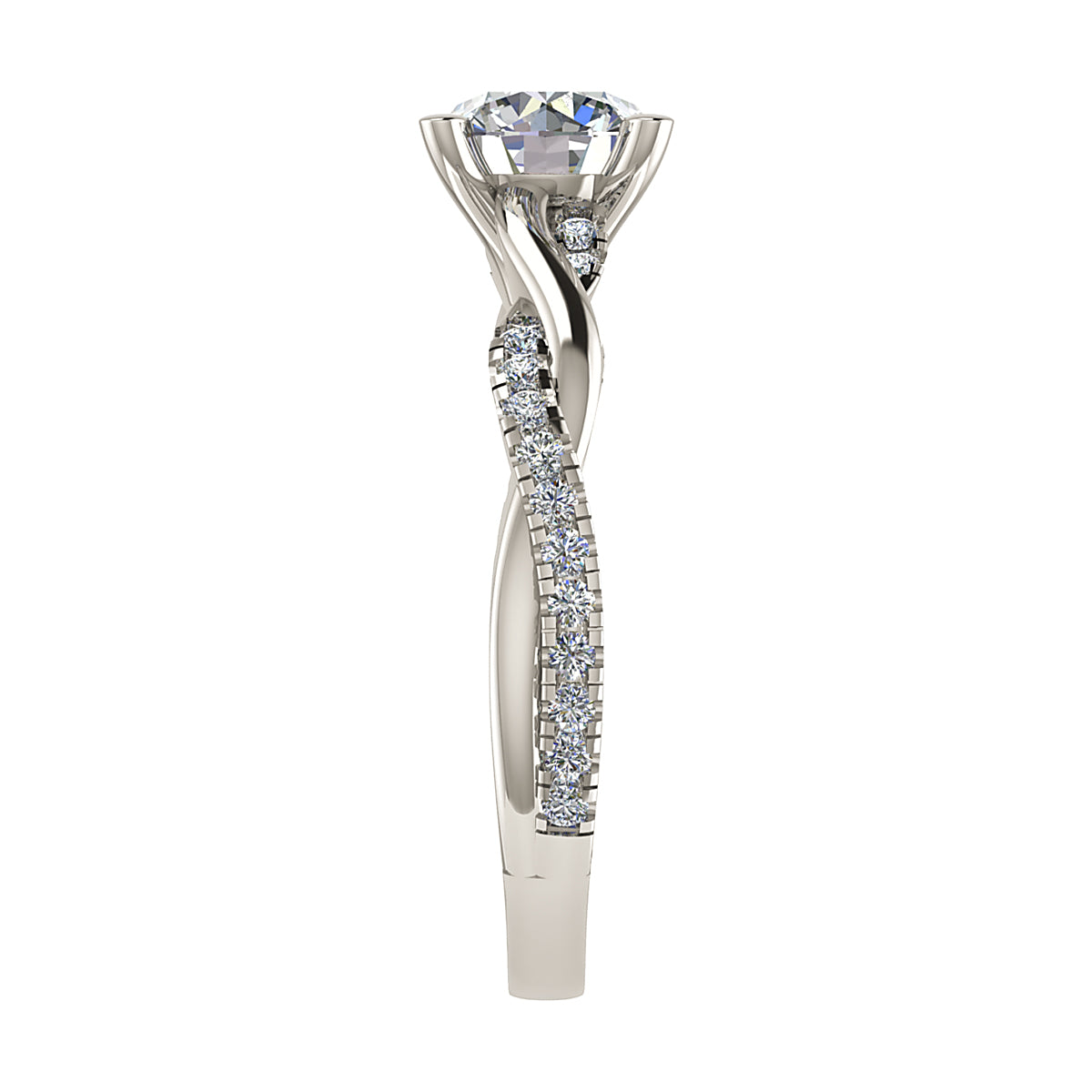 Round 18K White Gold Lab Grown Diamond Set Shoulders