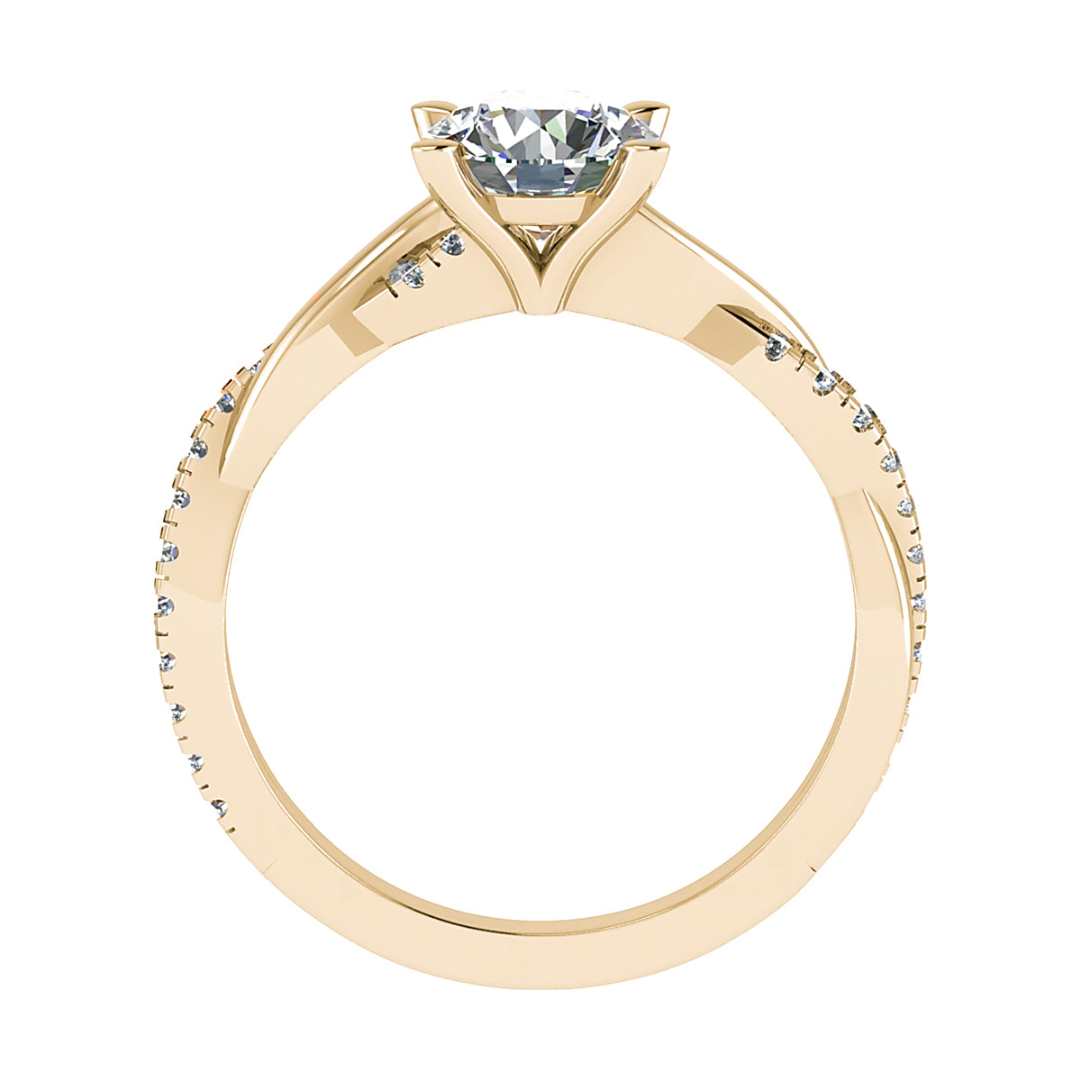 Round Yellow Gold Lab Grown Diamond Set Shoulders