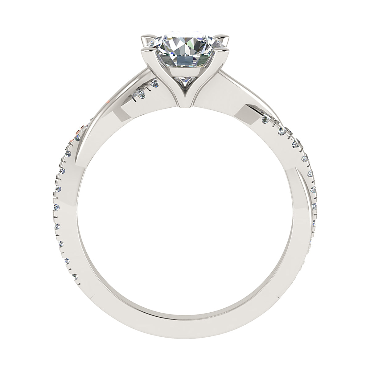Round 18K White Gold Lab Grown Diamond Set Shoulders