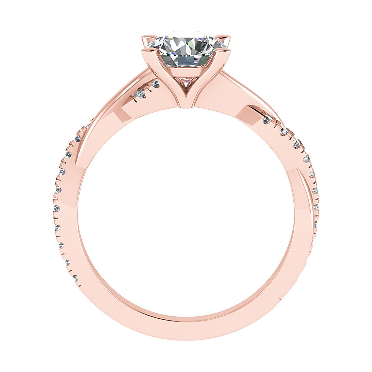Round 18K Rose Gold Lab Grown Diamond Set Shoulders