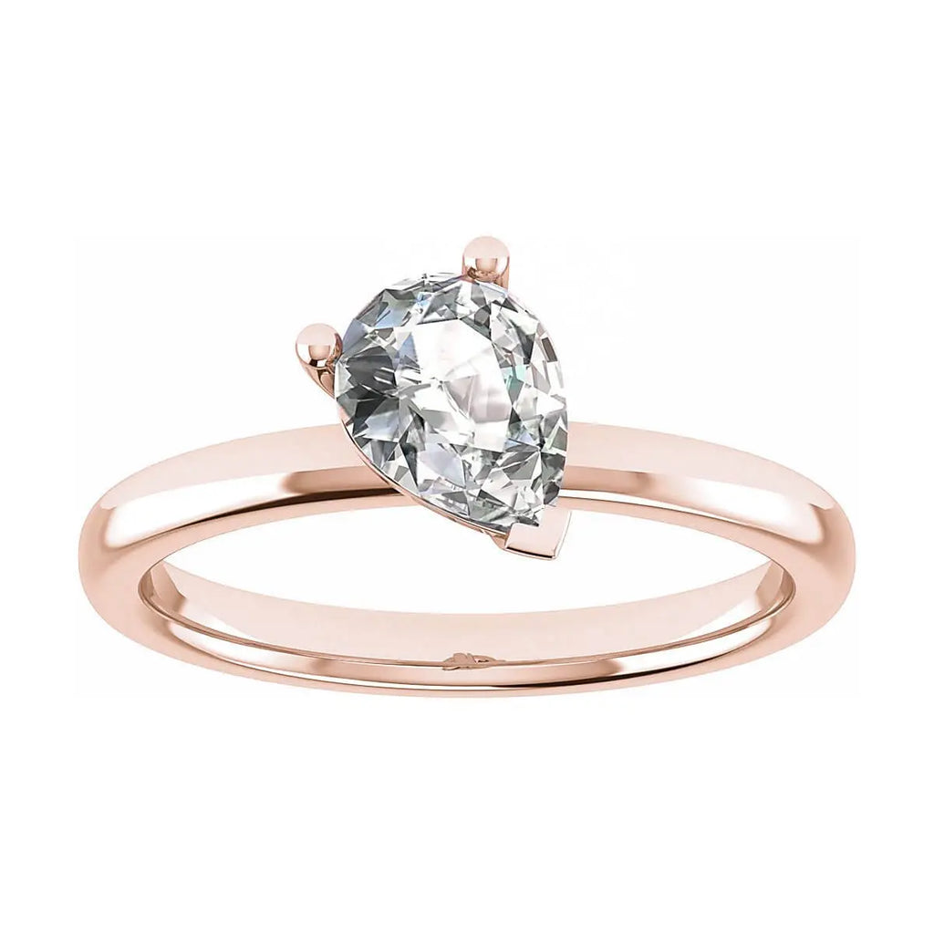 luxury pear rose gold solitaire lab grown diamond engagement ring