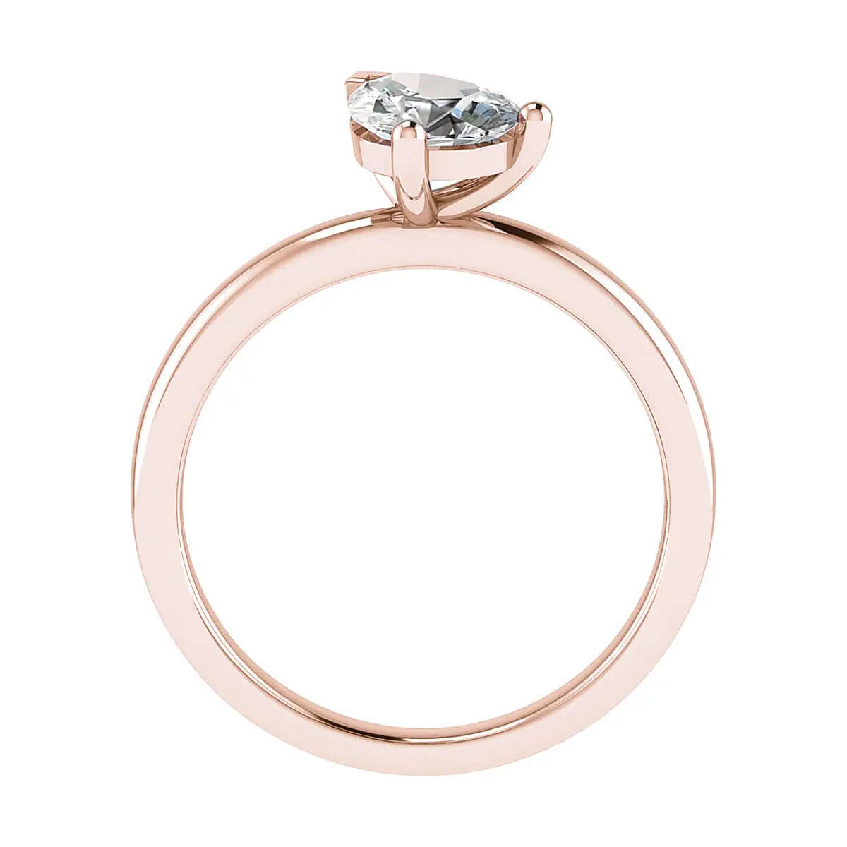 side view luxury pear rose gold solitaire lab grown diamond engagement ring