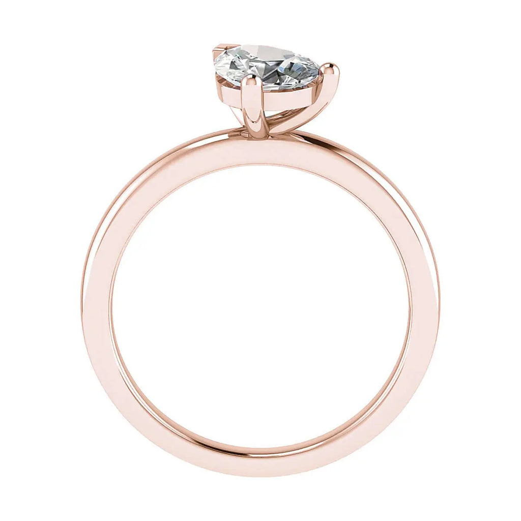 side view luxury pear rose gold solitaire lab grown diamond engagement ring