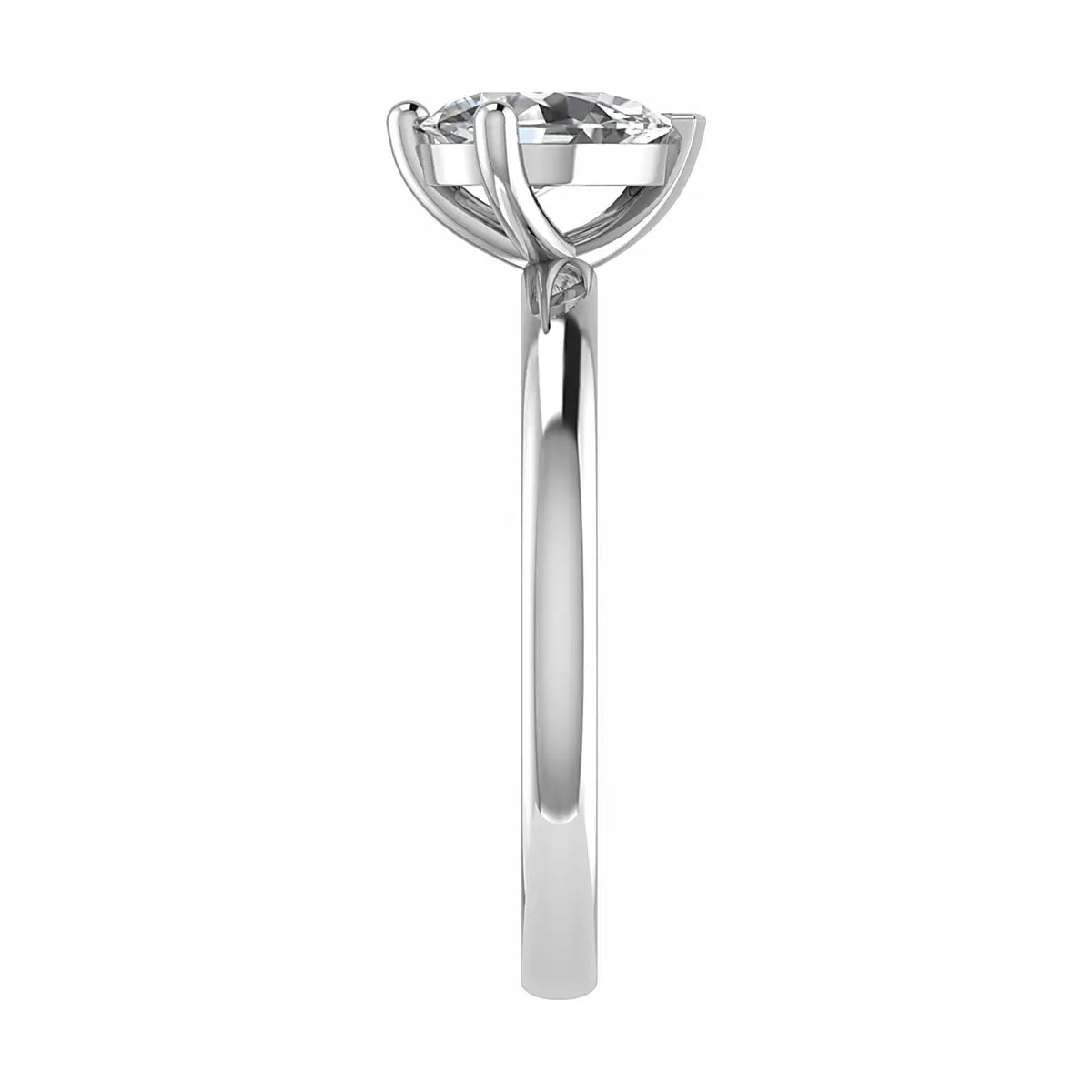 side image of luxury pear white gold solitaire lab grown diamond engagement ring