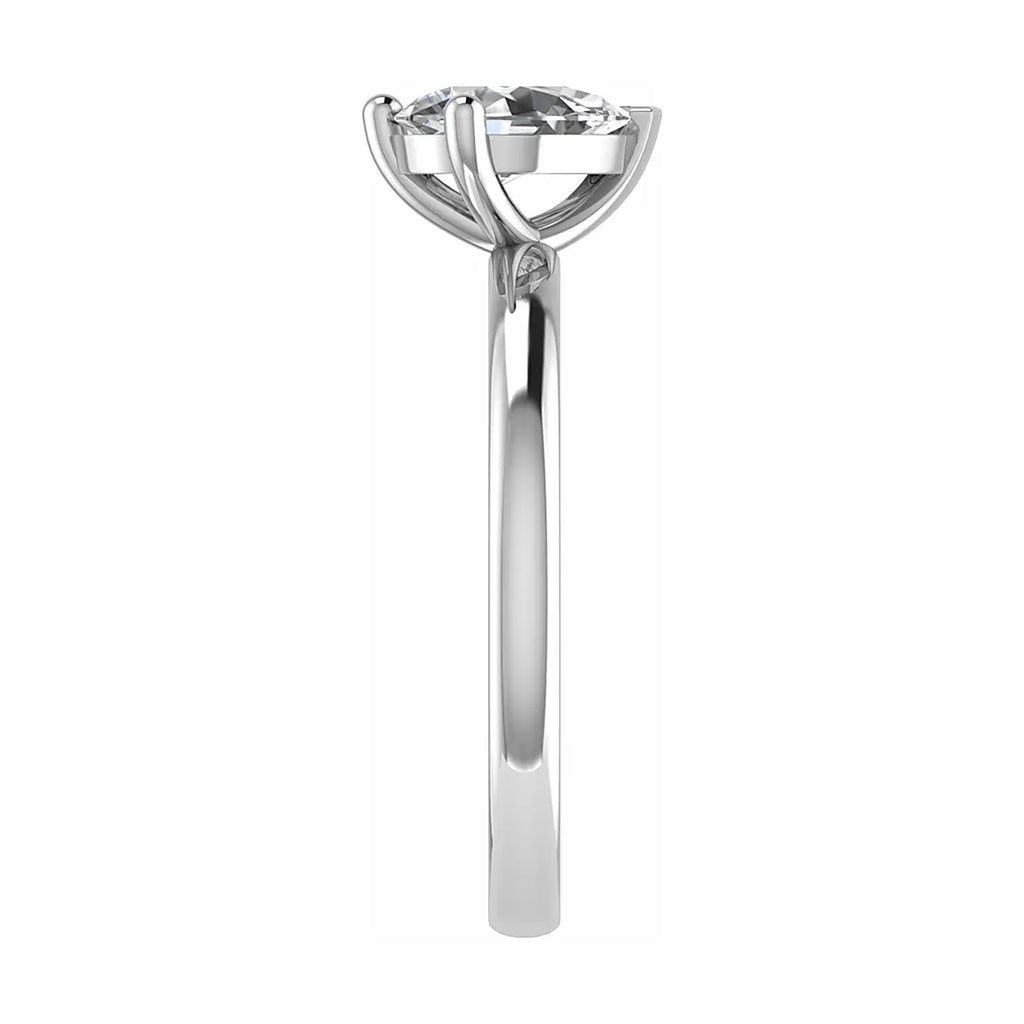 side image of luxury pear white gold solitaire lab grown diamond engagement ring