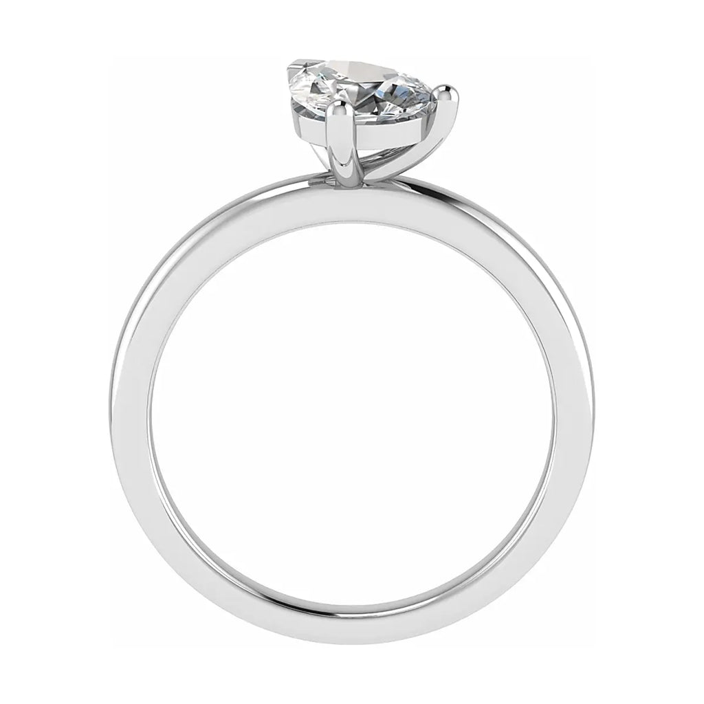 side view luxury pear white gold solitaire lab grown diamond engagement ring