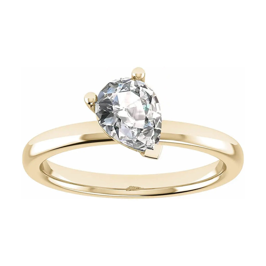 luxury pear yellow gold solitaire lab grown diamond engagement ring