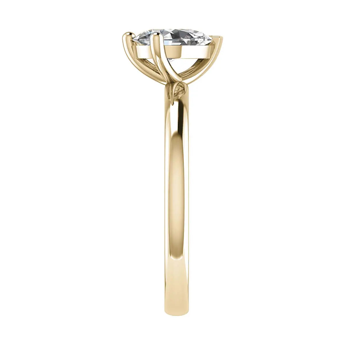 side image of luxury pear yellow gold solitaire lab grown diamond engagement ring