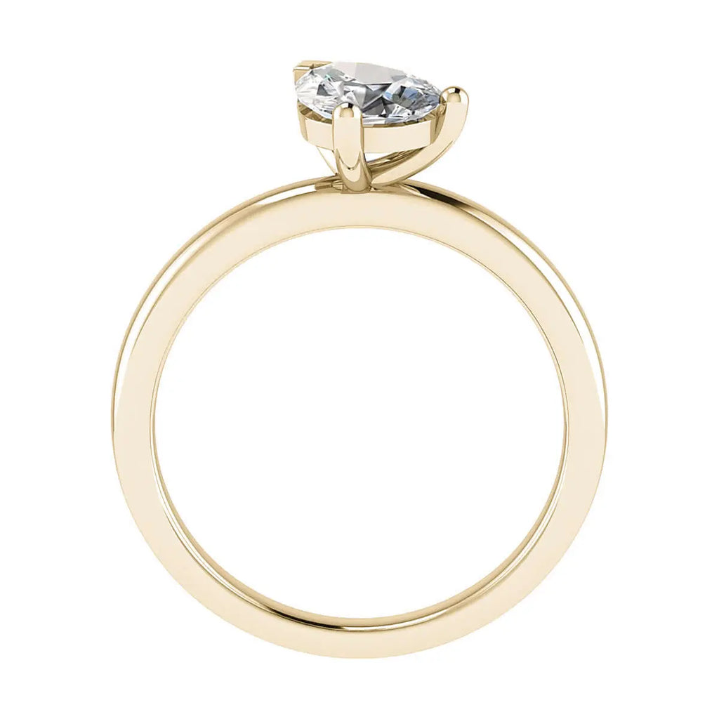 side view luxury pear yellow gold solitaire lab grown diamond engagement ring