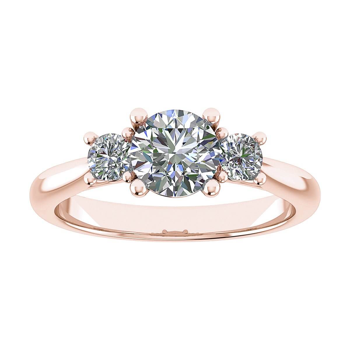 luxury round rose gold diamond trilogy lab grown diamond engagement ring